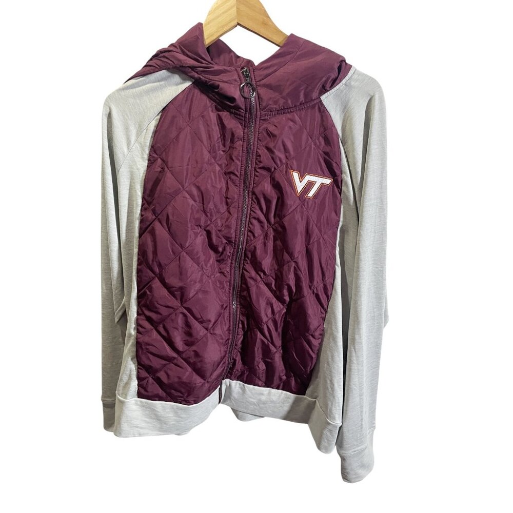 Colosseum Womens Quilted Zip Hoodie Jacket‎ XX-Large Virgina Tech Burgundy/Gray